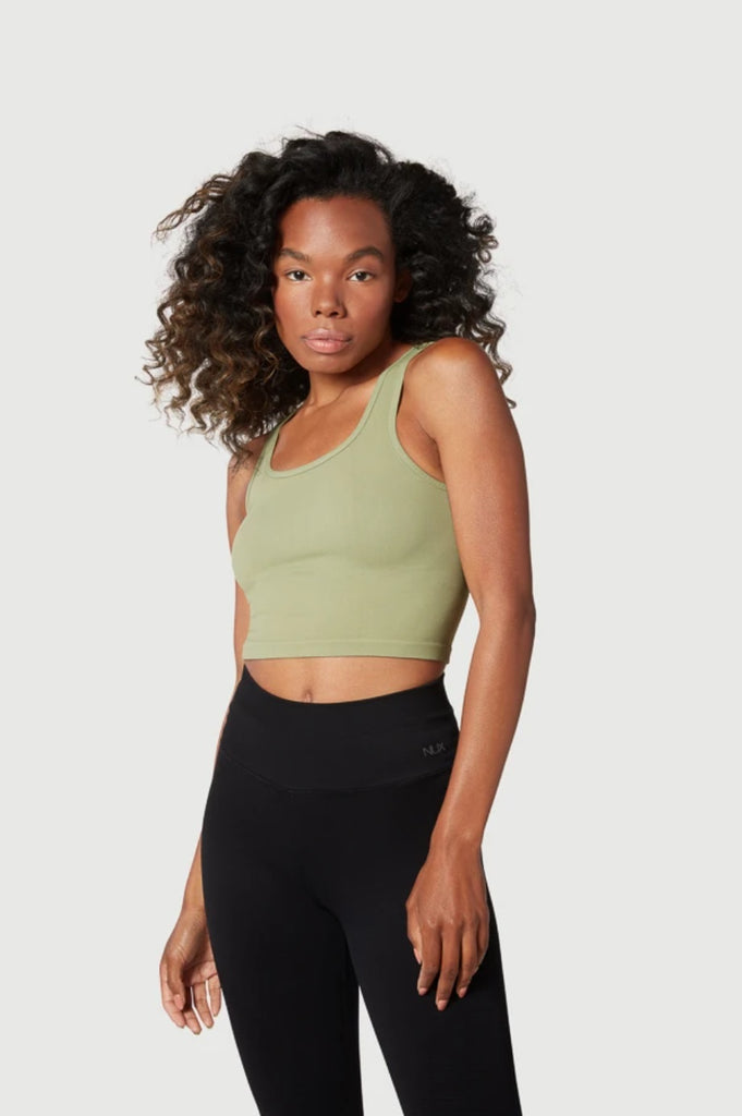 Nike Yoga luxe crop top in olive green